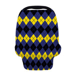Black Yellow And Blue Argyle Print Baby Seat Cover
