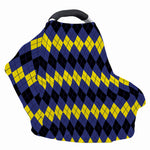 Black Yellow And Blue Argyle Print Baby Seat Cover