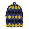 Black Yellow And Blue Argyle Print School Backpack