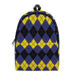 Black Yellow And Blue Argyle Print Backpack