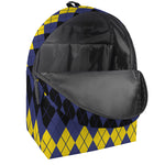 Black Yellow And Blue Argyle Print Backpack