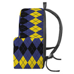 Black Yellow And Blue Argyle Print Backpack