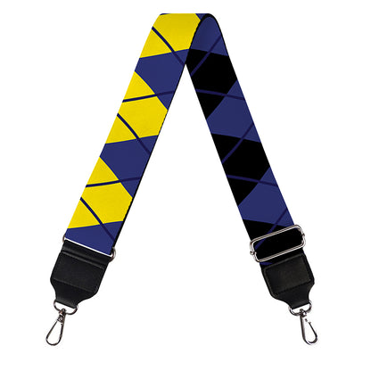 Black Yellow And Blue Argyle Print Bag Strap