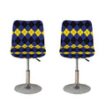 Black Yellow And Blue Argyle Print Bar Stool Covers