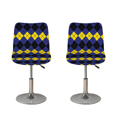 Black Yellow And Blue Argyle Print Bar Stool Covers