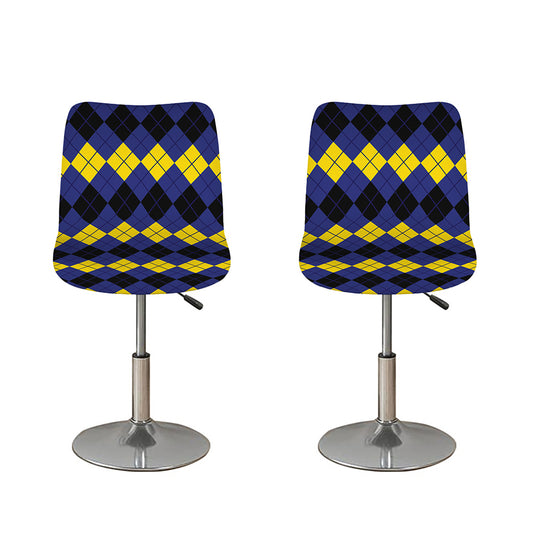Black Yellow And Blue Argyle Print Bar Stool Covers
