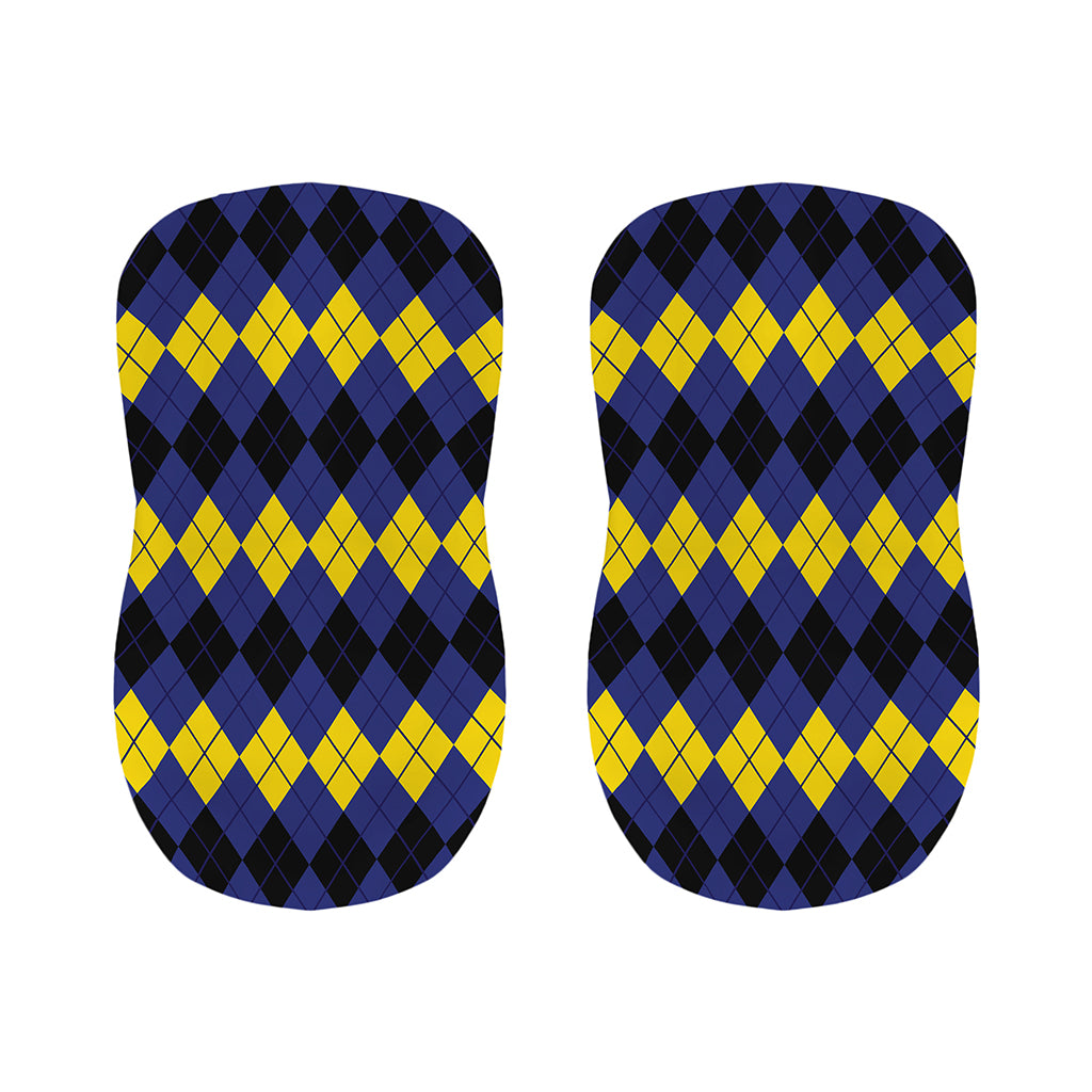Black Yellow And Blue Argyle Print Bar Stool Covers