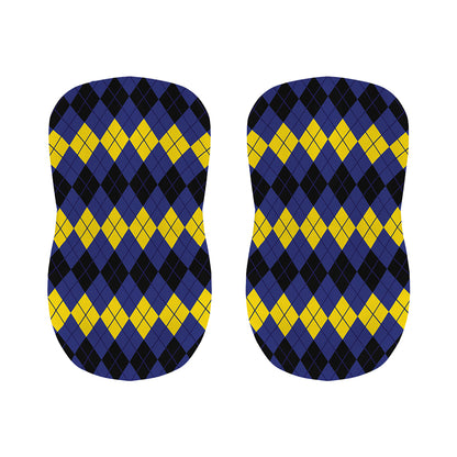 Black Yellow And Blue Argyle Print Bar Stool Covers