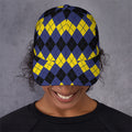Black Yellow And Blue Argyle Print Baseball Cap