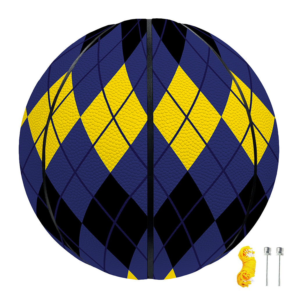 Black Yellow And Blue Argyle Print Basketball