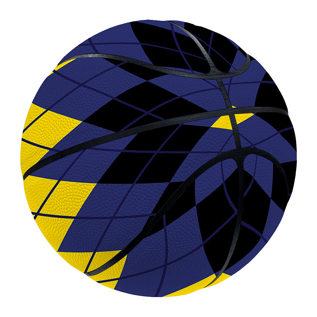 Black Yellow And Blue Argyle Print Basketball