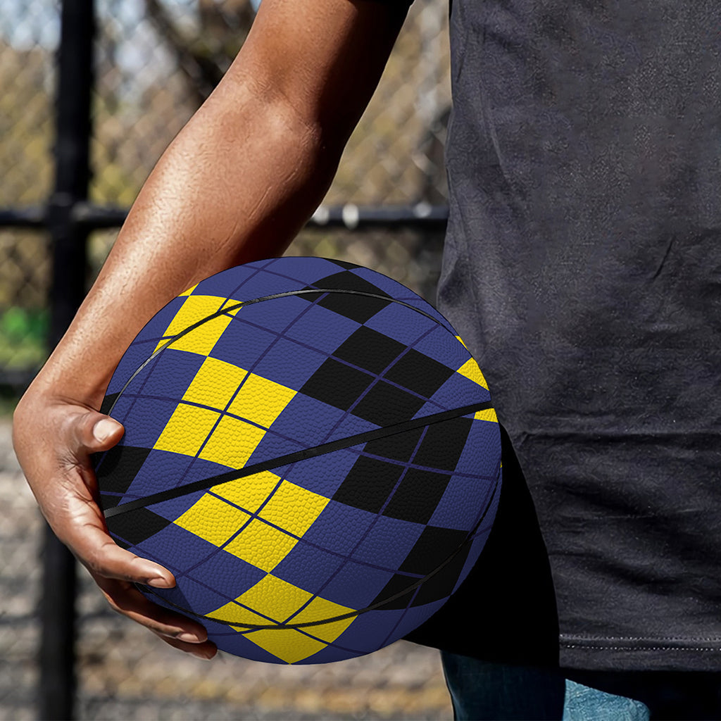 Black Yellow And Blue Argyle Print Basketball
