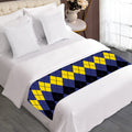 Black Yellow And Blue Argyle Print Bed Runner