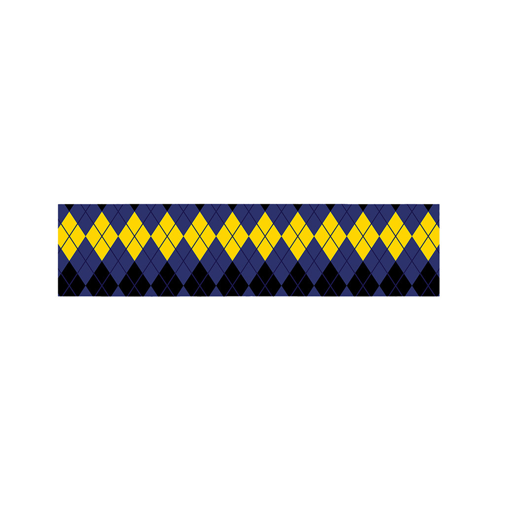 Black Yellow And Blue Argyle Print Bed Runner