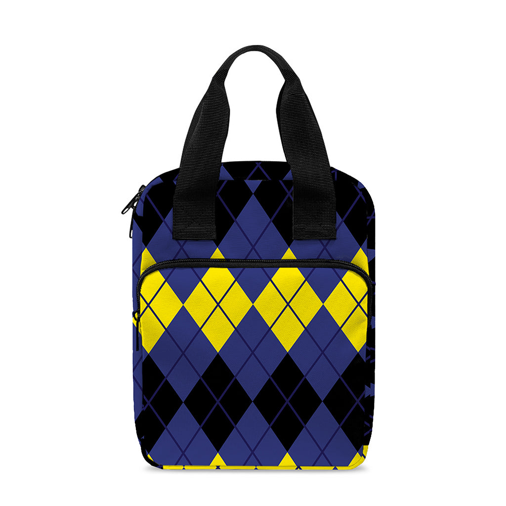 Black Yellow And Blue Argyle Print Bible Tote Bag