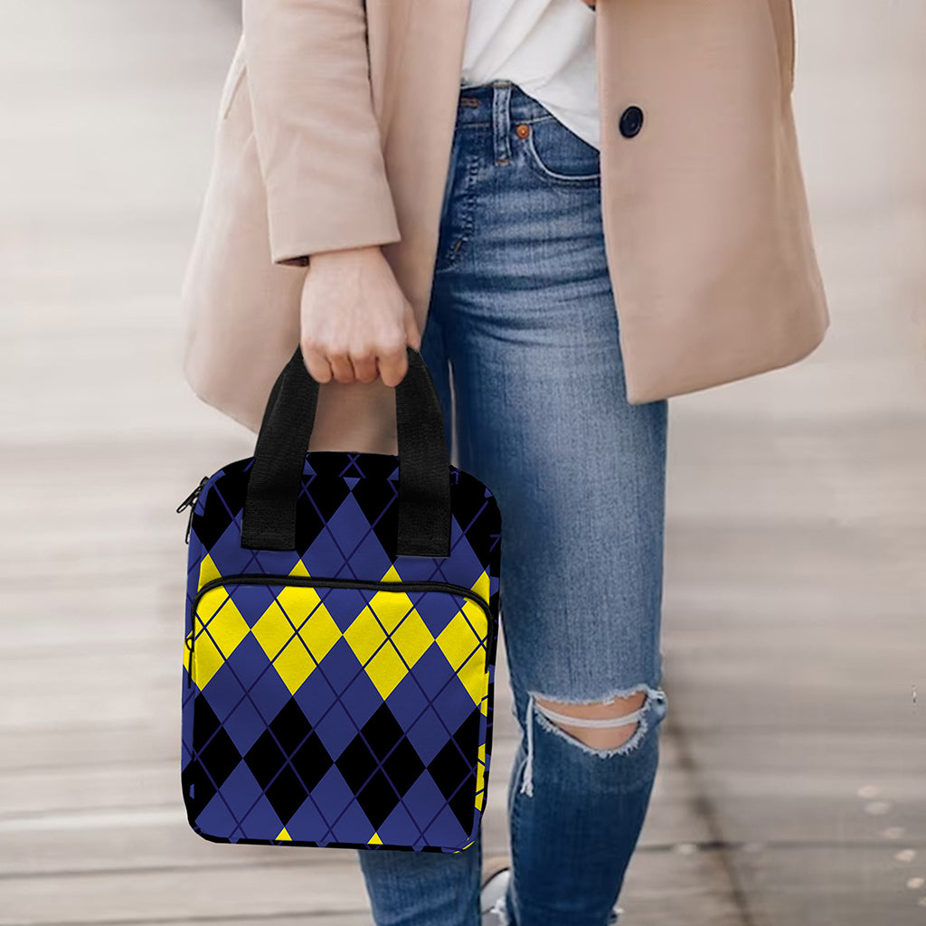 Black Yellow And Blue Argyle Print Bible Tote Bag
