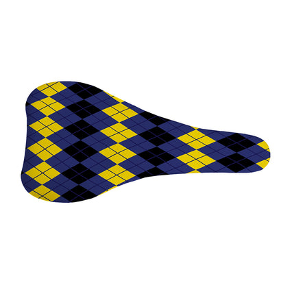 Black Yellow And Blue Argyle Print Bicycle Seat Cover