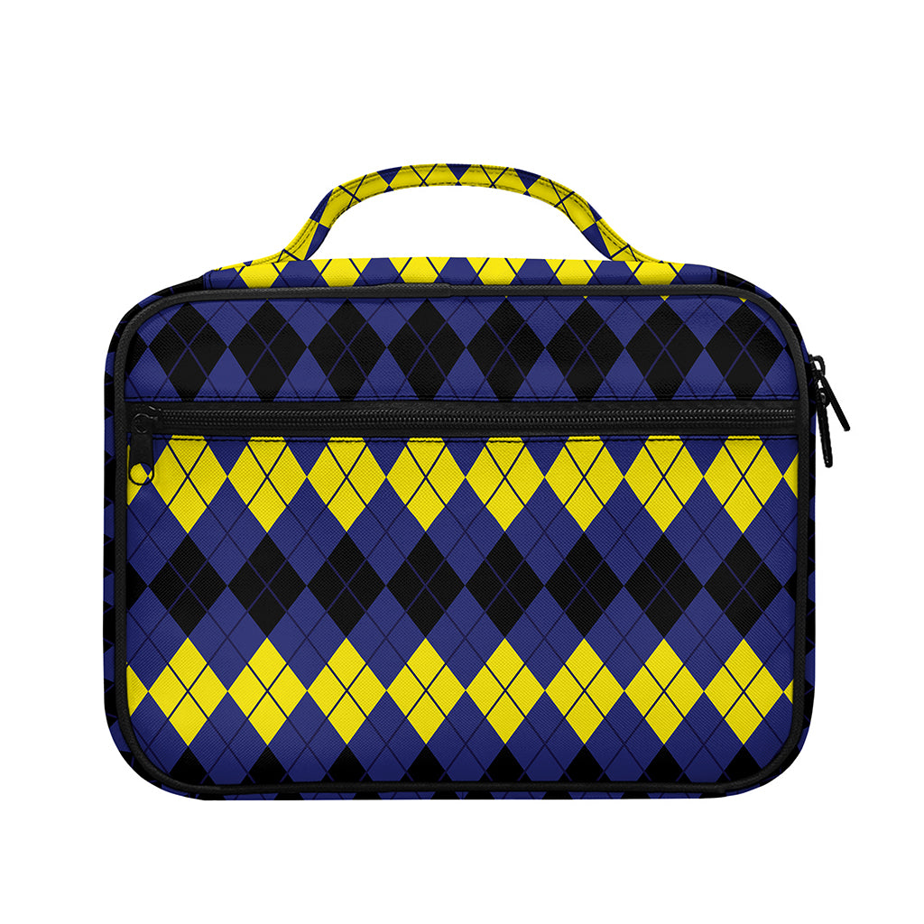 Black Yellow And Blue Argyle Print Briefcase Bible Bag
