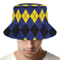 Black Yellow And Blue Argyle Print Bucket Hat