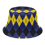 Black Yellow And Blue Argyle Print Bucket Hat