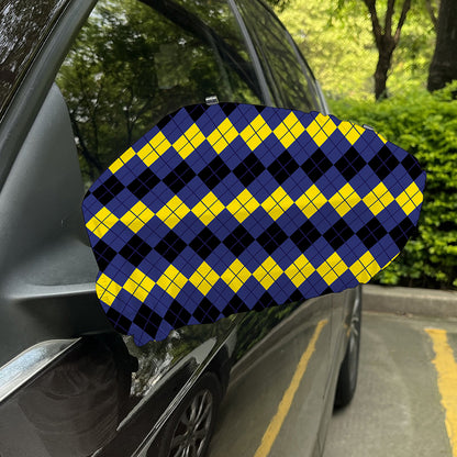 Black Yellow And Blue Argyle Print Car Side Mirror Covers
