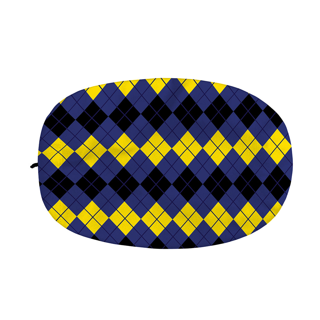 Black Yellow And Blue Argyle Print Car Side Mirror Covers