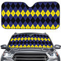 Black Yellow And Blue Argyle Print Car Windshield Sun Shade