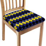 Black Yellow And Blue Argyle Print Chair Cushion Cover