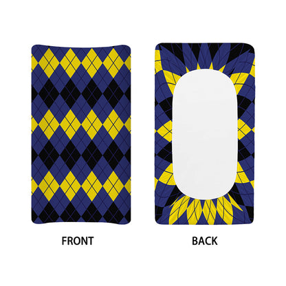 Black Yellow And Blue Argyle Print Changing Pad Cover