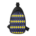 Black Yellow And Blue Argyle Print Sling Bag