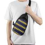 Black Yellow And Blue Argyle Print Chest Bag