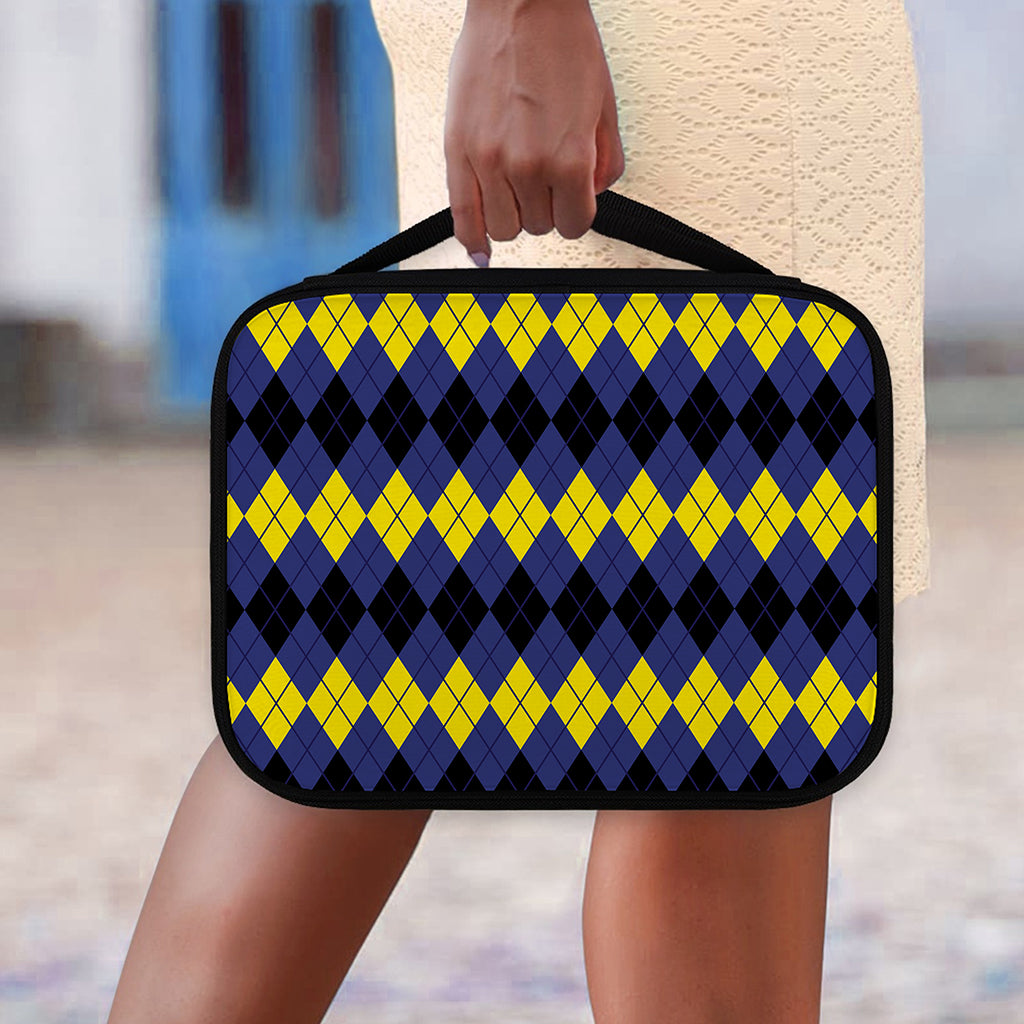 Black Yellow And Blue Argyle Print Classic Bible Case