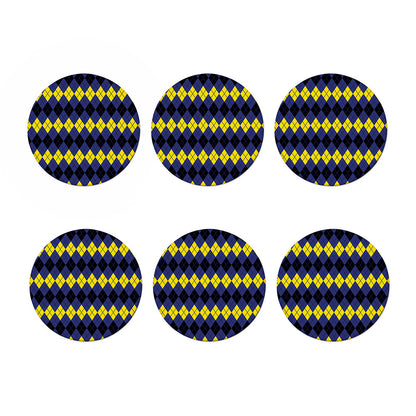 Black Yellow And Blue Argyle Print Coaster Set