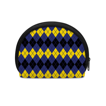 Black Yellow And Blue Argyle Print Coin Purse