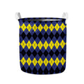 Black Yellow And Blue Argyle Print Collapsible Laundry Basket
