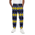 Black Yellow And Blue Argyle Print Cotton Sweatpants