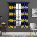 Black Yellow And Blue Argyle Print Grommet Curtain Panels