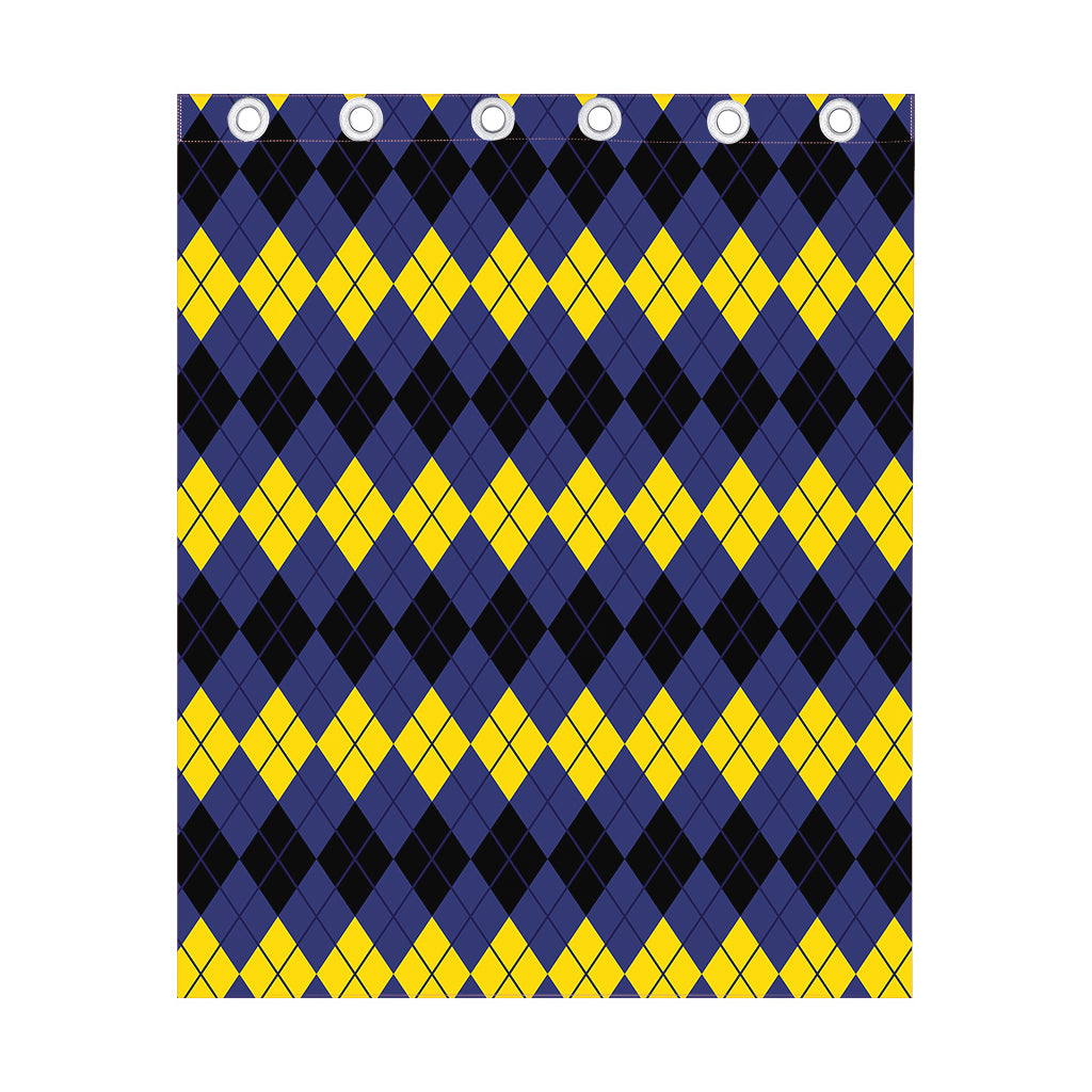 Black Yellow And Blue Argyle Print Curtain