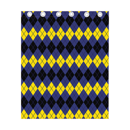Black Yellow And Blue Argyle Print Curtain