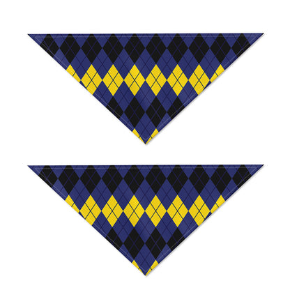 Black Yellow And Blue Argyle Print Dog Bandana