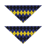 Black Yellow And Blue Argyle Print Dog Bandana
