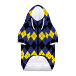 Black Yellow And Blue Argyle Print Dog Zip Up Hoodie