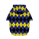 Black Yellow And Blue Argyle Print Dog Zip Up Hoodie