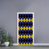 Black Yellow And Blue Argyle Print Door Sticker