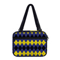 Black Yellow And Blue Argyle Print Double Strap Bible Bag