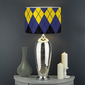 Black Yellow And Blue Argyle Print Drum Lamp Shade