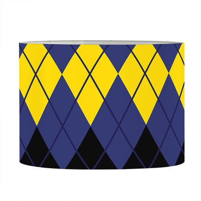Black Yellow And Blue Argyle Print Drum Lamp Shade