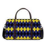 Black Yellow And Blue Argyle Print Duffle Bag