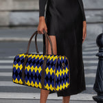 Black Yellow And Blue Argyle Print Duffle Bag