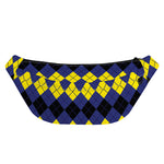 Black Yellow And Blue Argyle Print Fanny Pack